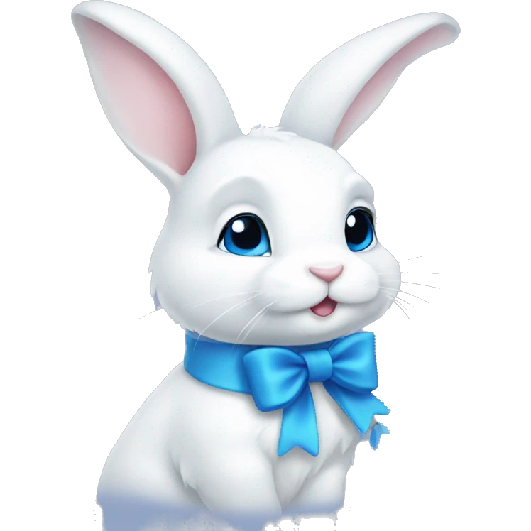 White bunny with blue bow emoji