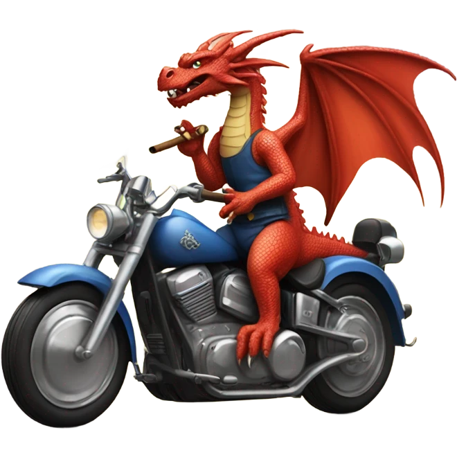 A dragon smoking a cigar while driving a motorcycle emoji