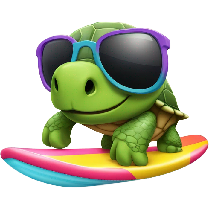 Turtle wearing sunglasses riding a surfboard  emoji