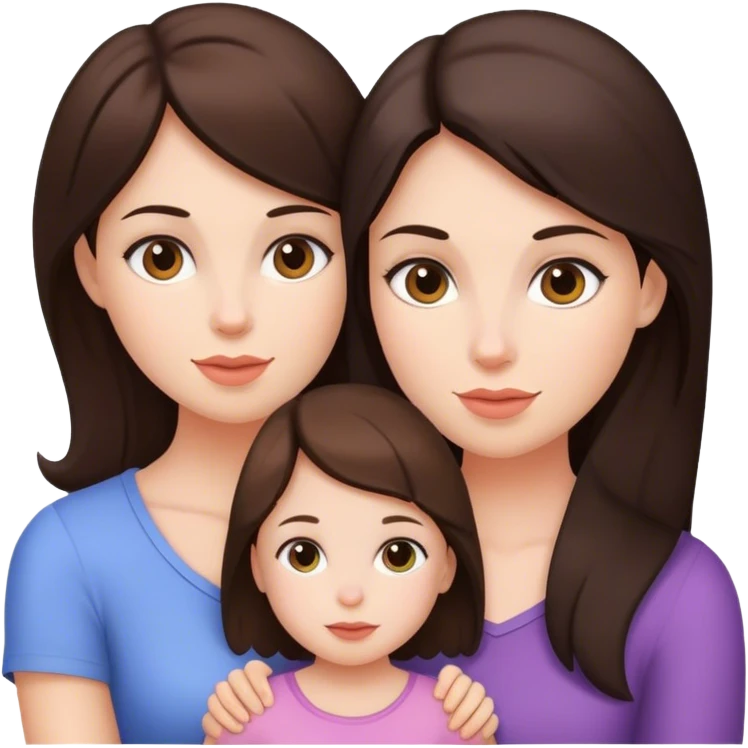 Brunette mom and 2 daughters  emoji