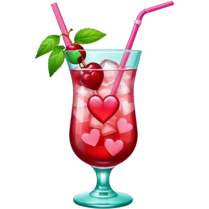 galentines red and pink cocktail with heart cherry emoji