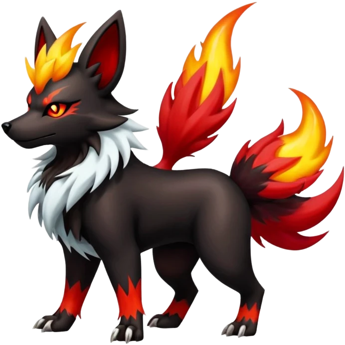 Shiny Gothic Exotic Punk’ish Cool Colorful Epic Futuristic Houndoom-Arcanine-Zorua-Torracat-Pokémon-Fakémon-hybrid-creature emoji