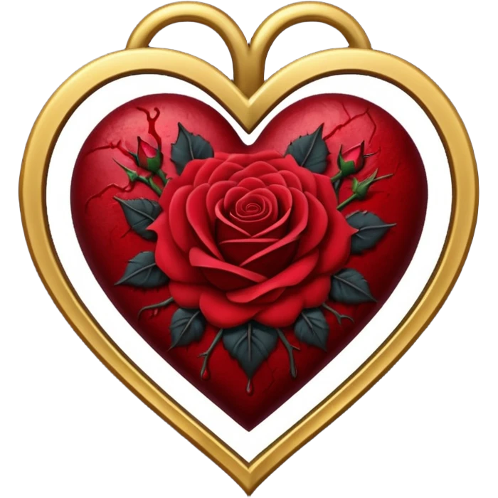 gothic heart with a bleeding rose emoji