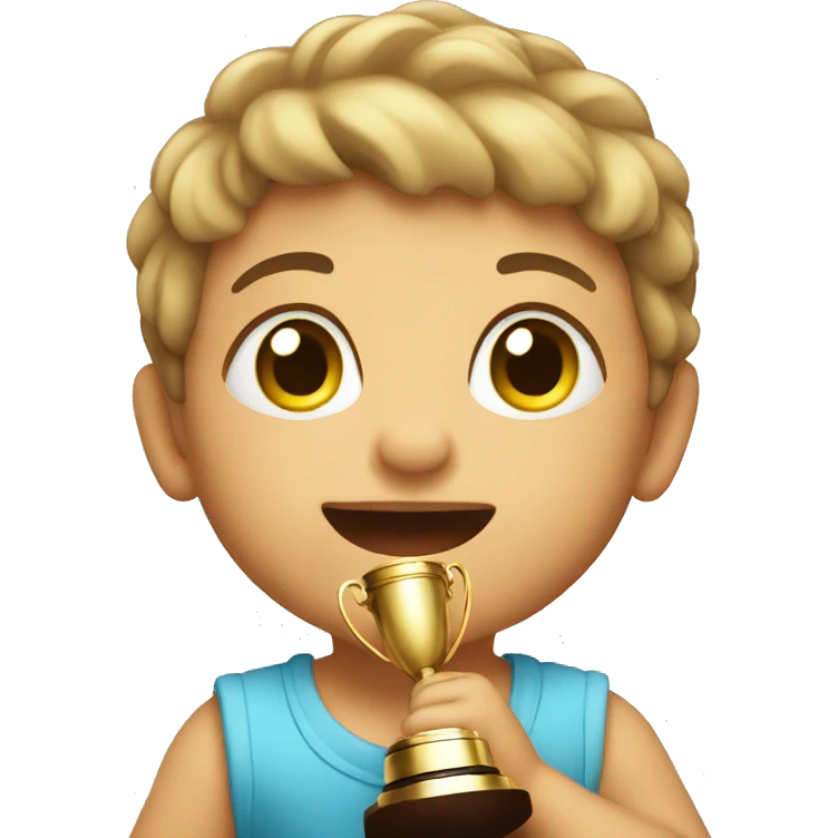 a baby holding a trophy emoji