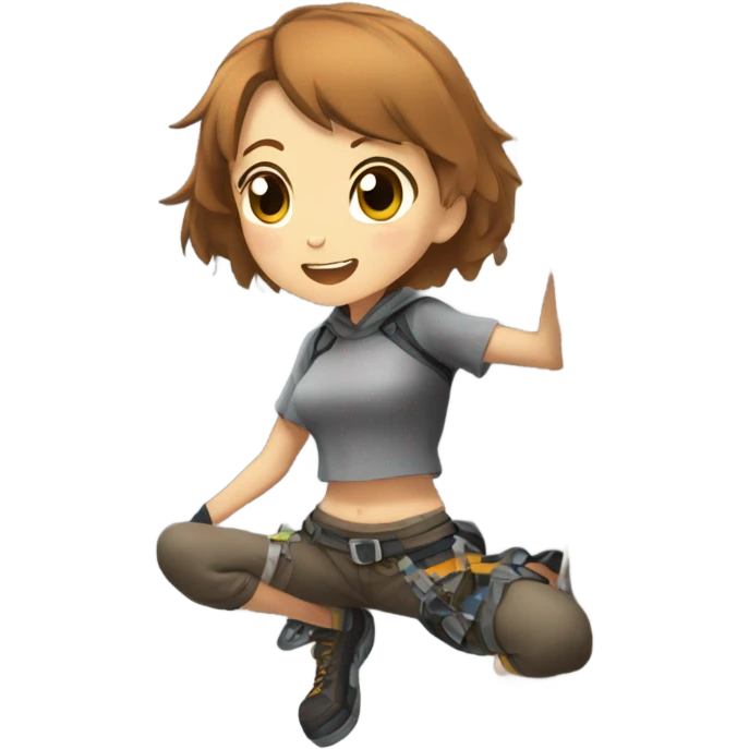 rock climbing anime girl brown shorthair  emoji