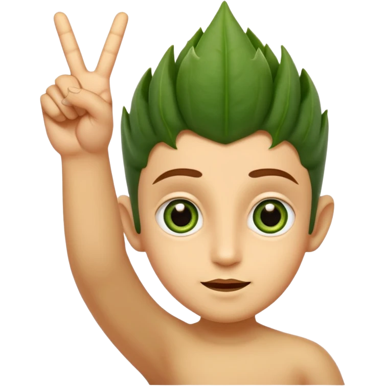 bhindi with big eyes antwo hands showing vitory sign emoji