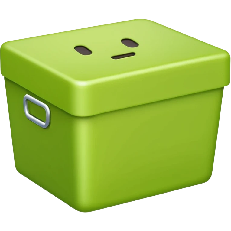 apple style emoji of a short box, light green color, no stickers, no handle emoji