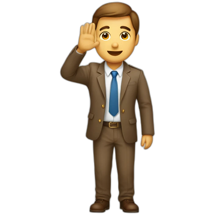 man with small eyes and light brown doing llp salution making llp salution with hand emoji