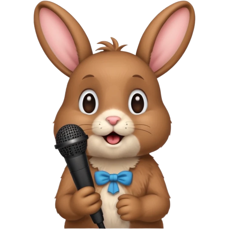 brown bunnie singing to mic emoji