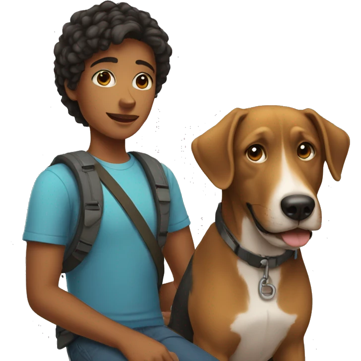 Girl with his dog emoji