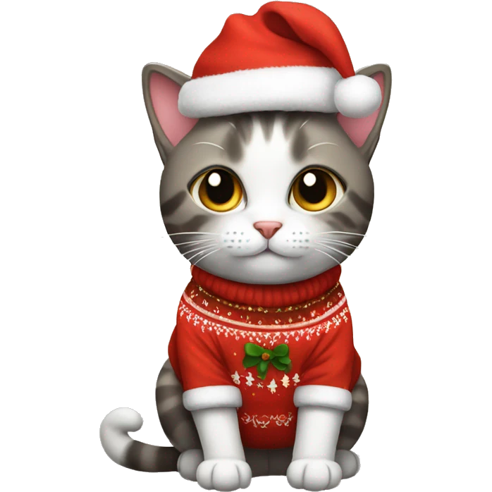 Cat wearing cute Christmas clothes  emoji