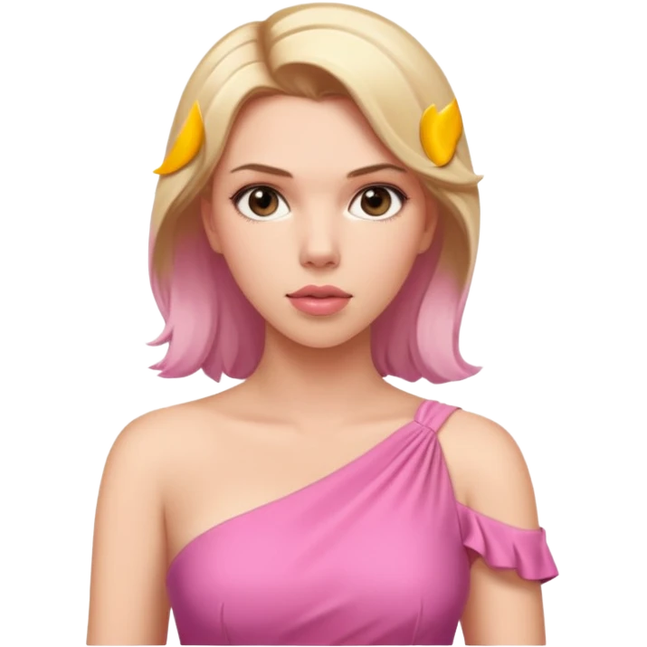 Scarlett Johansson with one shoulder stunning pink dress and blonde hair emoji