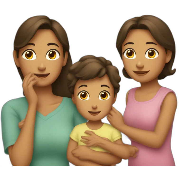 Mamá y sus dos hijas una menor y otra mayor emoji