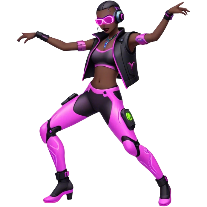 Neon cyberpunk style dance emoji