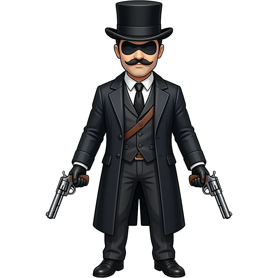 Masked Freemason dressed as a highway man With two pistols Freemason emoji