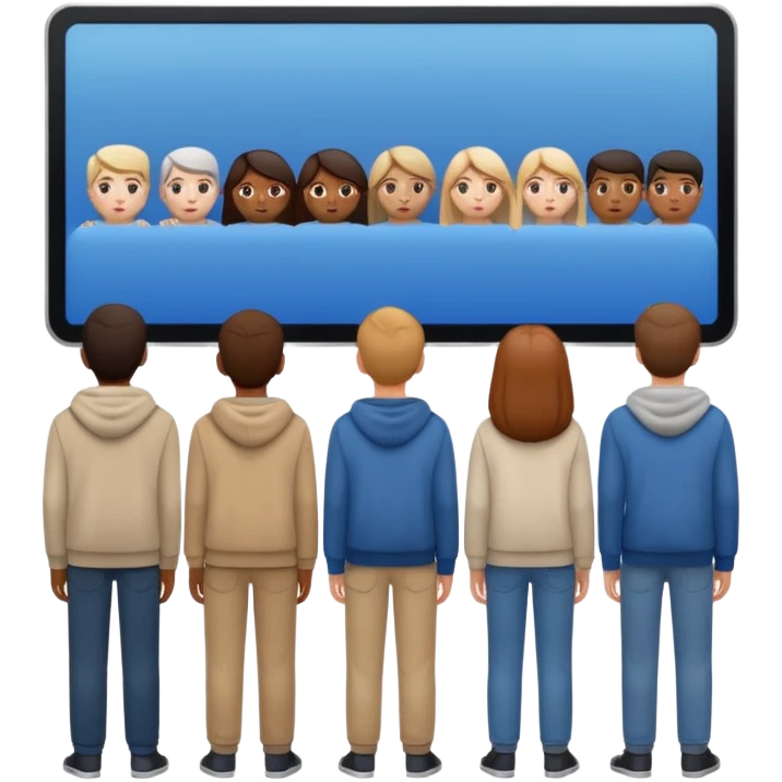 personas viendo una pantalla grande estan de espaldas emoji