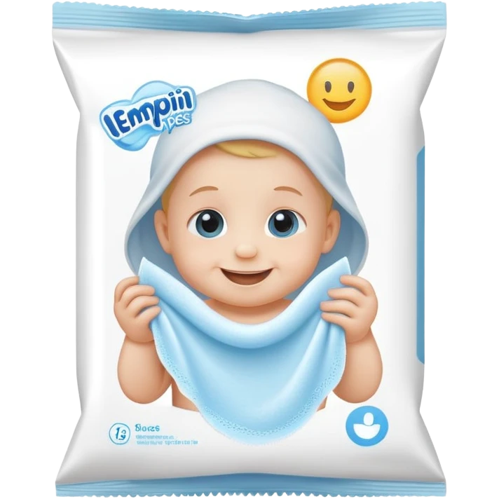 a baby wipes package with a smile face on it emoji