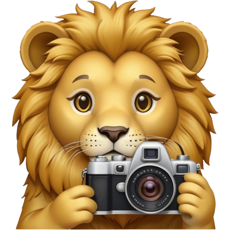 Short lion with camera emoji