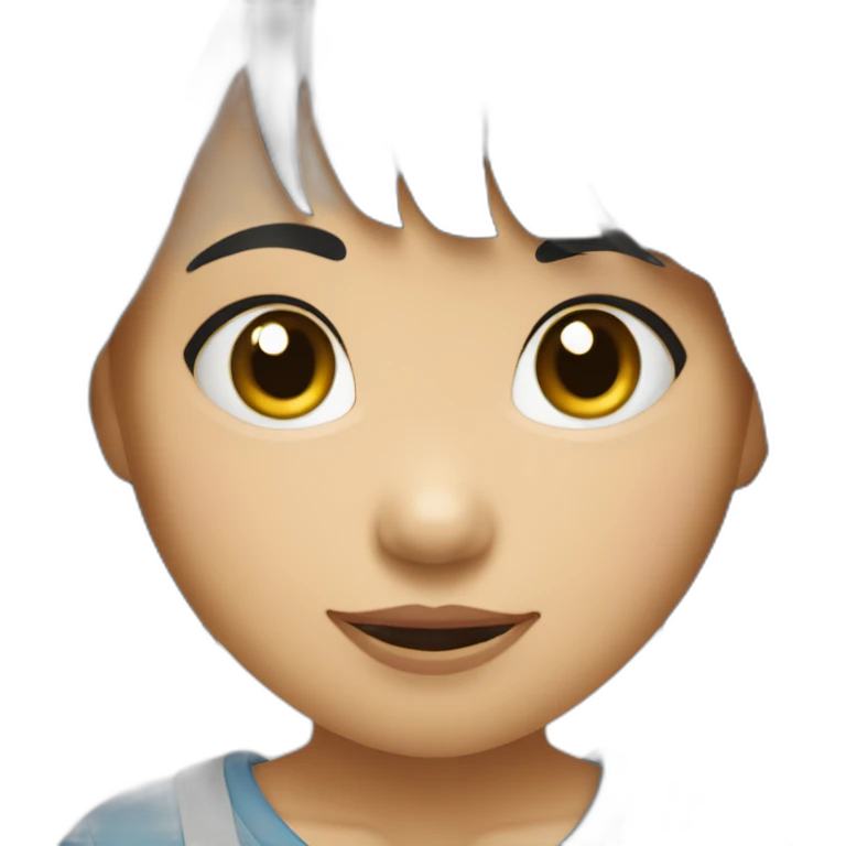 Filipino child girl with short hair fringe slim lost on front tooth emoji