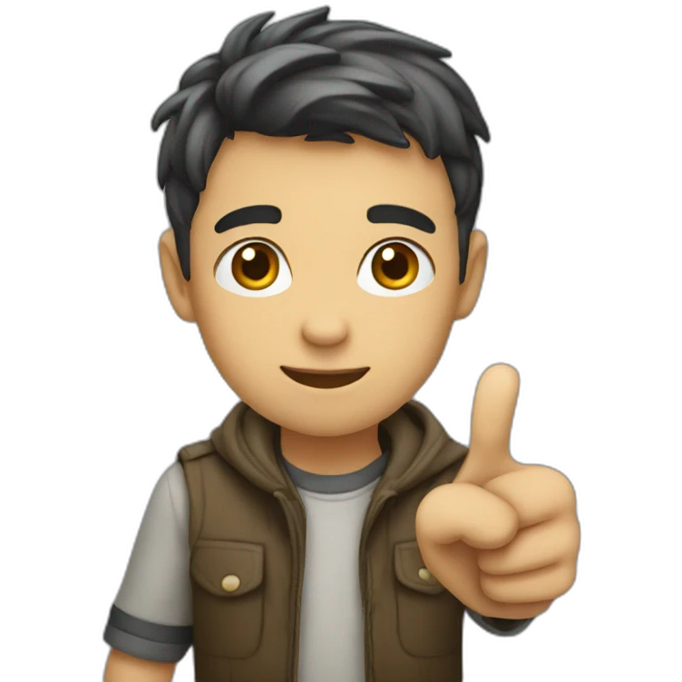 A boy pointing down emoji