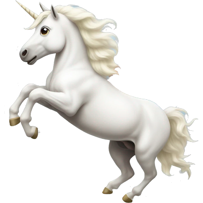 White Unicorn jumping over a rainbow emoji