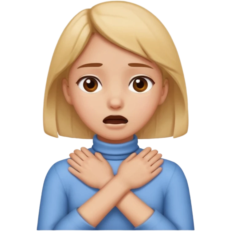 girl emoji chocking her neck hands crossed on neck emoji