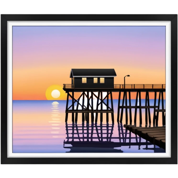 wharf at sunset sideways profile view emoji
