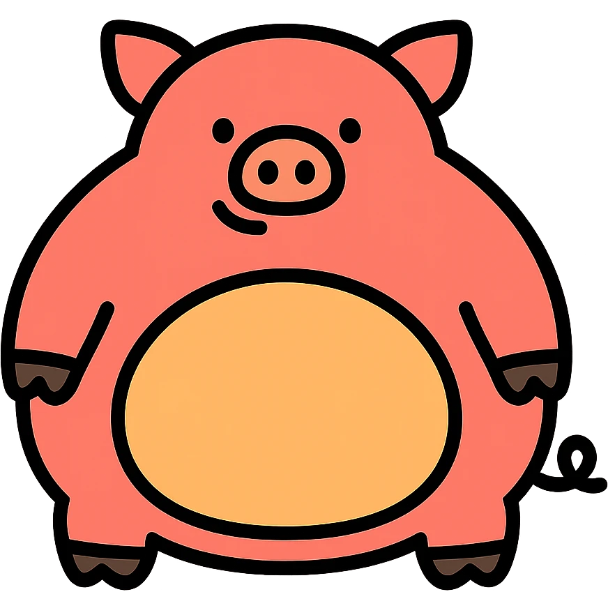hugely obese pig, color outline icon emoji