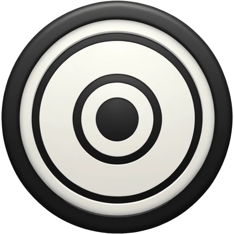 A black circle surrounded by a white circle surrounded by a white circle like a target emoji