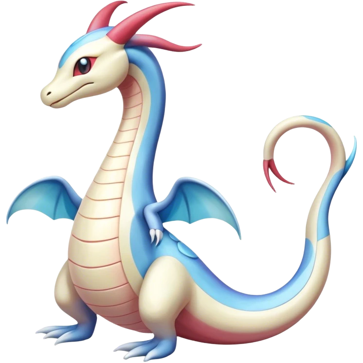 Milotic-Dragonair-Dratini-hybrid, full body, two legs, two hands emoji
