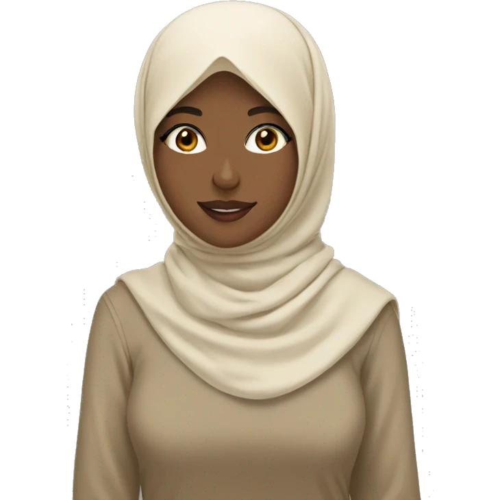 pretty hijab girls wearing beige color emoji