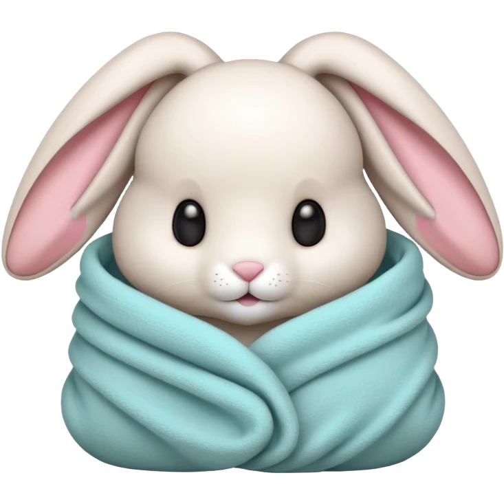 Floppy-eared bunny cozy in blanket  emoji