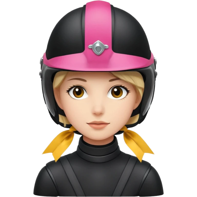 Rider helmet black matte at the back theres ribbon attached for female rider emoji