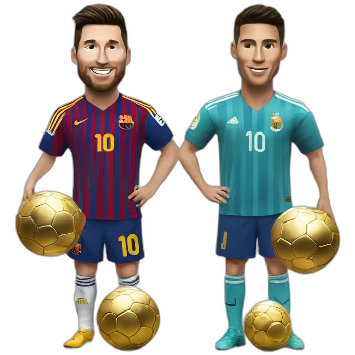 Messi et Cristiano avec un ballon d'or emoji