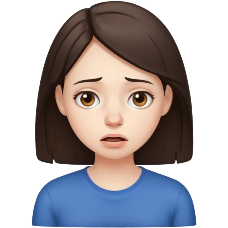 Brunette girl, stressed and exhausted  emoji