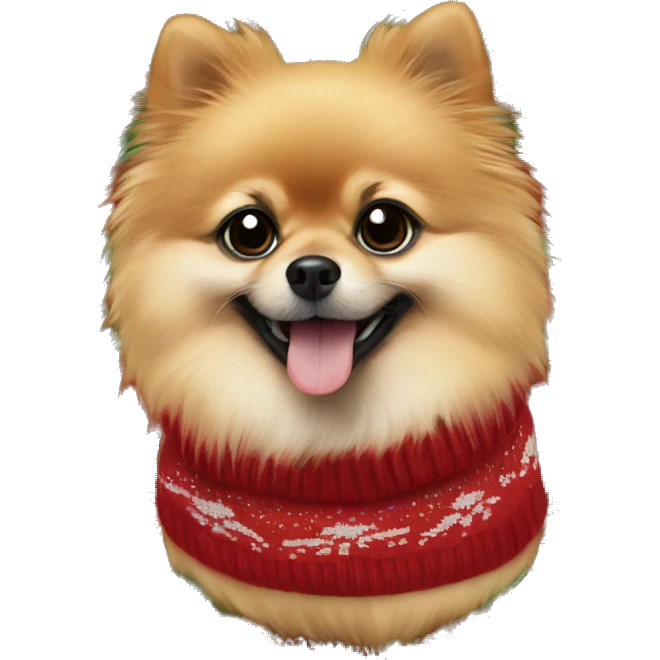 Pomeranian with christmas sweater  emoji