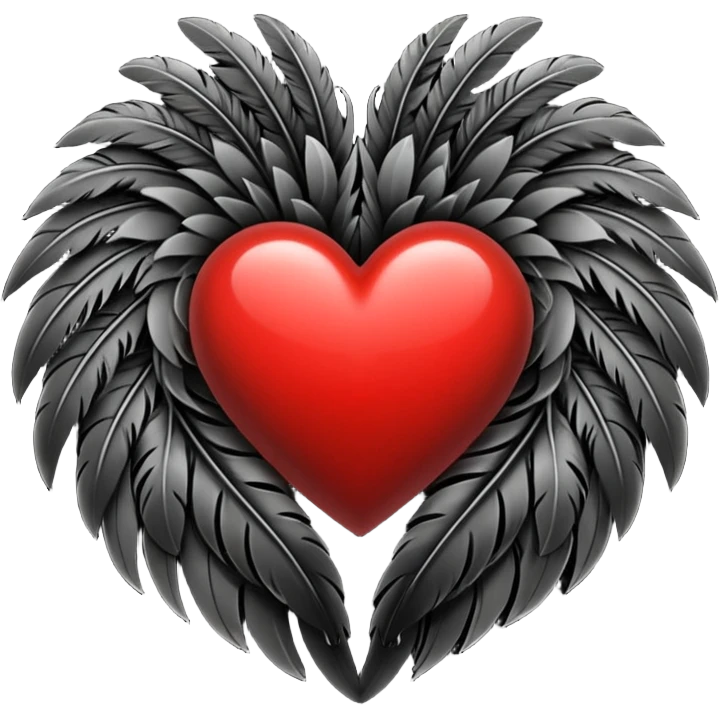 heart with gothic black feathers emoji