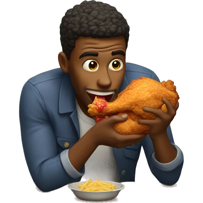 guy absolutely devouring fried chicken emoji