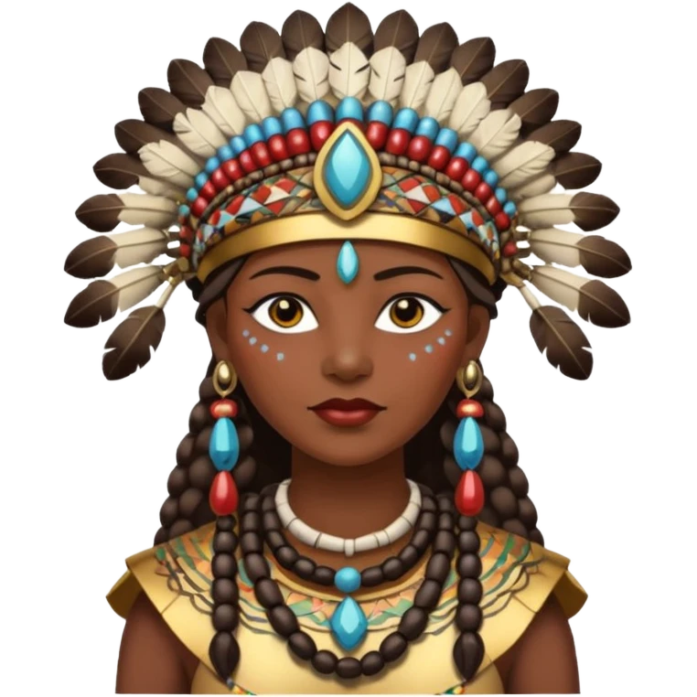 A strong female chief with decorated beads, confident posture, and protective aura.
 emoji