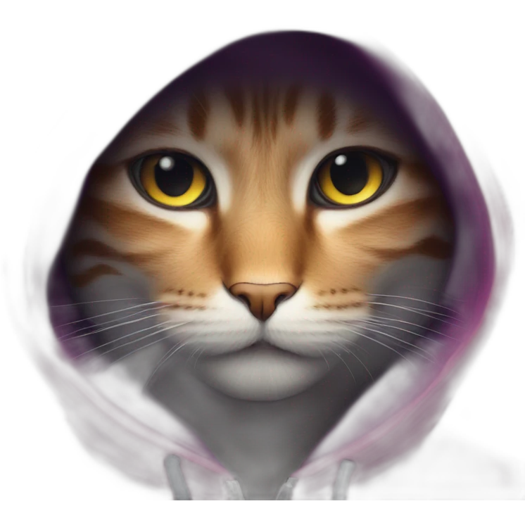 Cosmic cat with hooded man emoji