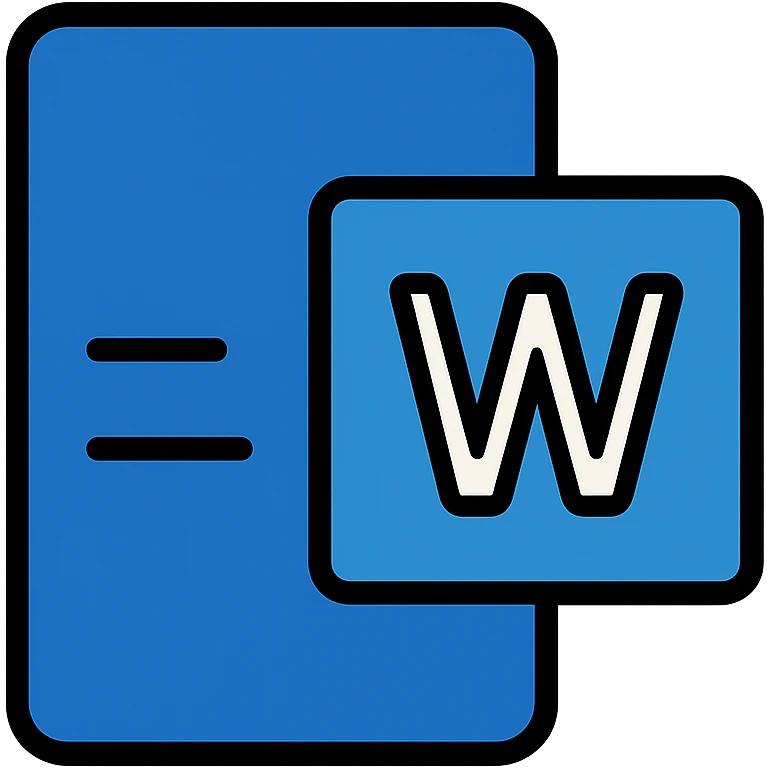 Microsoft Word logo as a flat icon, bold lines, flat design, no gradients emoji