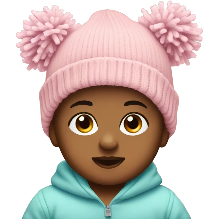 Baby with double Pom Pom beanie emoji