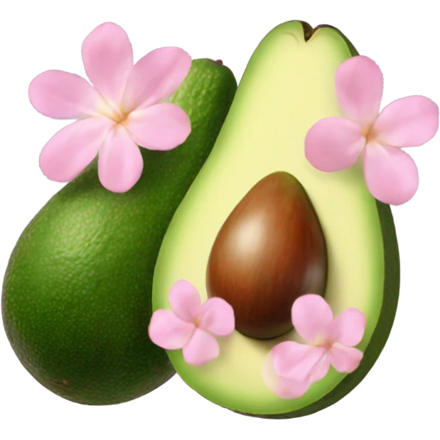 Realistic avacado with pale pink flower emoji