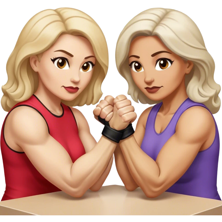 Two fitness ladies in their 50’s arm wrestling  emoji