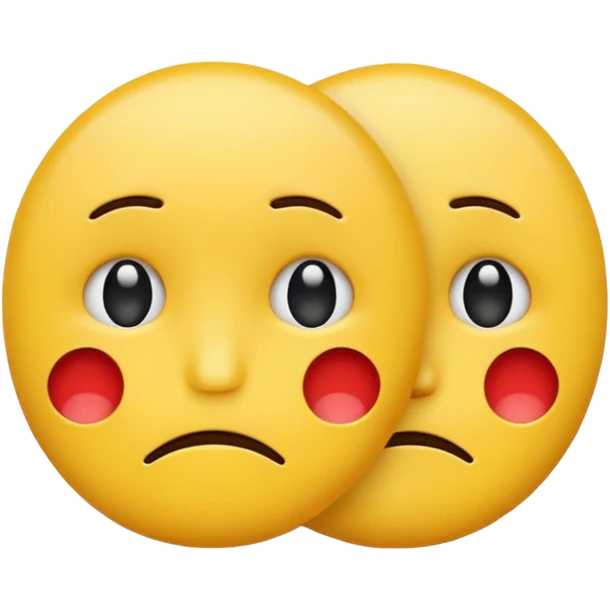 two emojis not happy stuck together no pink cheeks only two  emoji