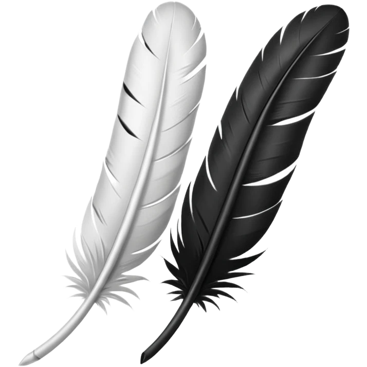 2 Black and White feathers for writing  emoji