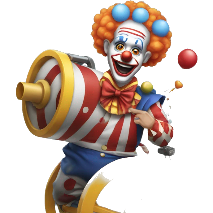 Clown busting out of a circus canon  emoji