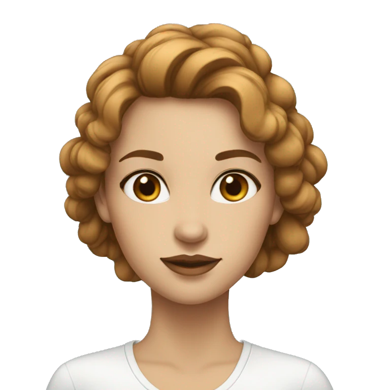femme; peau blanche; cheveux marron; yeux bleu emoji