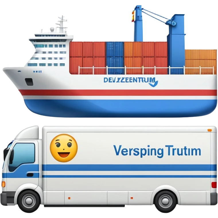 apple style emoji of a shipping center with delivery vehicles, alternate version, representing a Versandzentrum (shipping center) emoji
