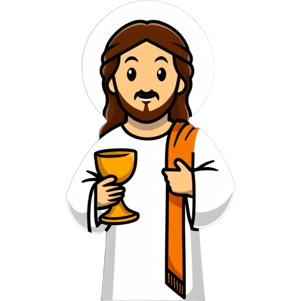 Jesus holding the Eucharist and chalice, celebrating mass emoji